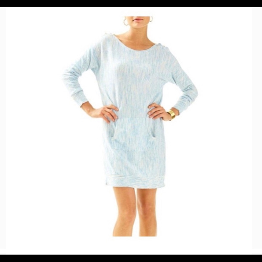 NWT Lilly Pulitzer Jupiter Sweater Dress space dye lapis Blue L NEW